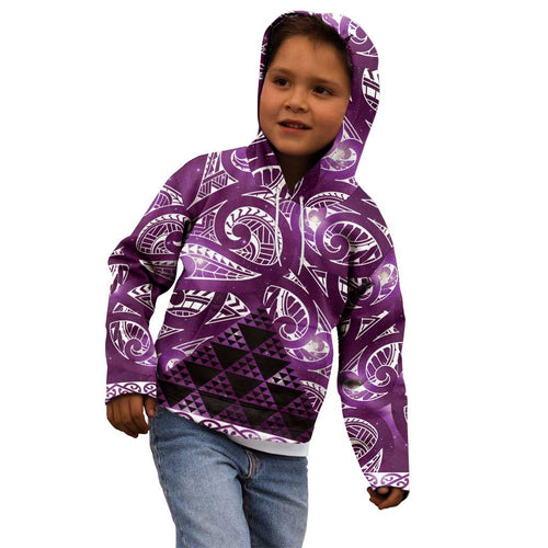 Matariki New Zealand Kid Hoodie NZ Niho Taniwha Maori New Year Purple Galaxy