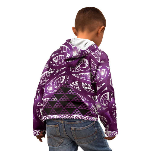 Matariki New Zealand Kid Hoodie NZ Niho Taniwha Maori New Year Purple Galaxy