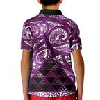 Matariki New Zealand Kid Polo Shirt NZ Niho Taniwha Maori New Year Purple Galaxy