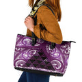 Matariki New Zealand Leather Tote Bag NZ Niho Taniwha Maori New Year Purple Galaxy