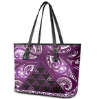 Matariki New Zealand Leather Tote Bag NZ Niho Taniwha Maori New Year Purple Galaxy