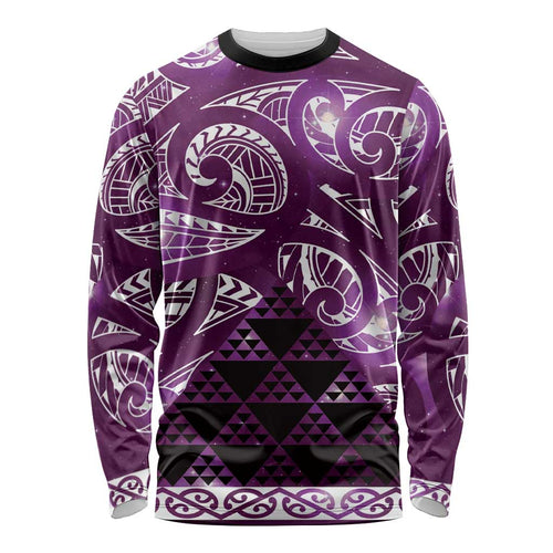 Matariki New Zealand Long Sleeve Shirt NZ Niho Taniwha Maori New Year Purple Galaxy