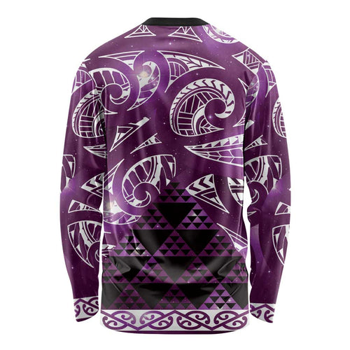 Matariki New Zealand Long Sleeve Shirt NZ Niho Taniwha Maori New Year Purple Galaxy