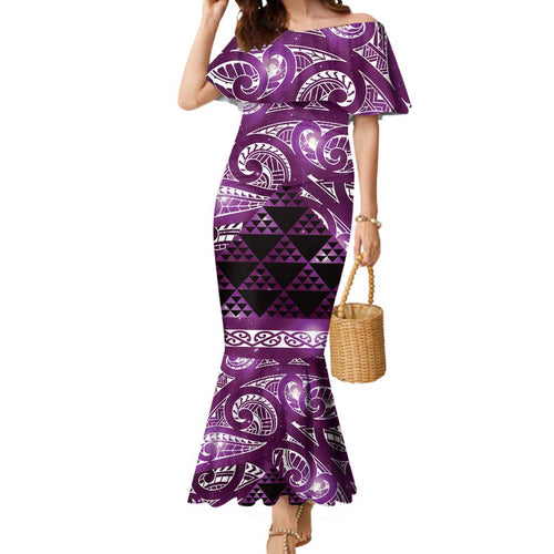Matariki New Zealand Mermaid Dress NZ Niho Taniwha Maori New Year Purple Galaxy