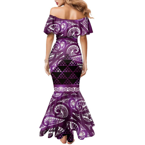 Matariki New Zealand Mermaid Dress NZ Niho Taniwha Maori New Year Purple Galaxy