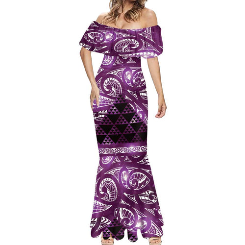 Matariki New Zealand Mermaid Dress NZ Niho Taniwha Maori New Year Purple Galaxy
