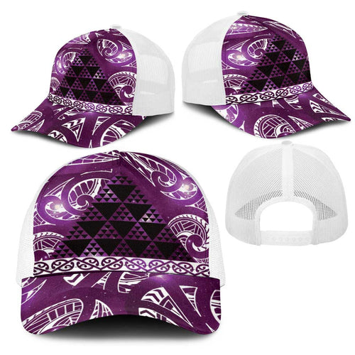 Matariki New Zealand Mesh Trucker Cap NZ Niho Taniwha Maori New Year Purple Galaxy