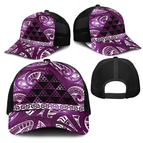 Matariki New Zealand Mesh Trucker Cap NZ Niho Taniwha Maori New Year Purple Galaxy
