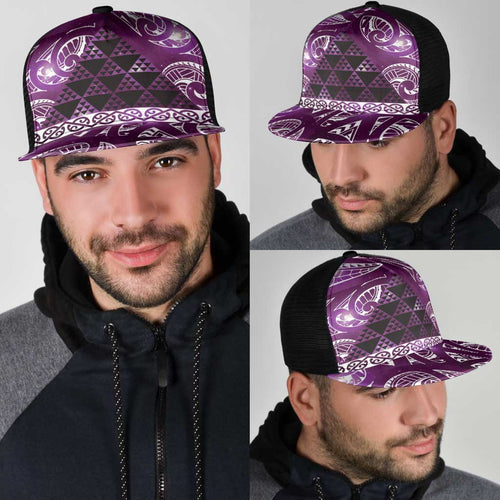 Matariki New Zealand Mesh Trucker Cap NZ Niho Taniwha Maori New Year Purple Galaxy