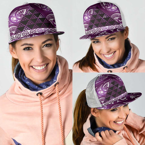 Matariki New Zealand Mesh Trucker Cap NZ Niho Taniwha Maori New Year Purple Galaxy