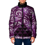 Matariki New Zealand Padded Jacket NZ Niho Taniwha Maori New Year Purple Galaxy