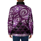 Matariki New Zealand Padded Jacket NZ Niho Taniwha Maori New Year Purple Galaxy