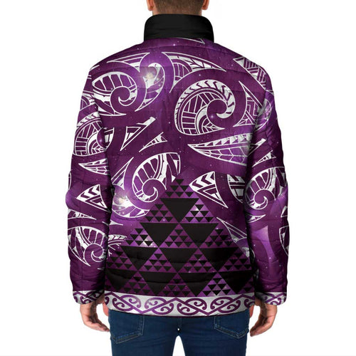 Matariki New Zealand Padded Jacket NZ Niho Taniwha Maori New Year Purple Galaxy