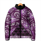Matariki New Zealand Padded Jacket NZ Niho Taniwha Maori New Year Purple Galaxy