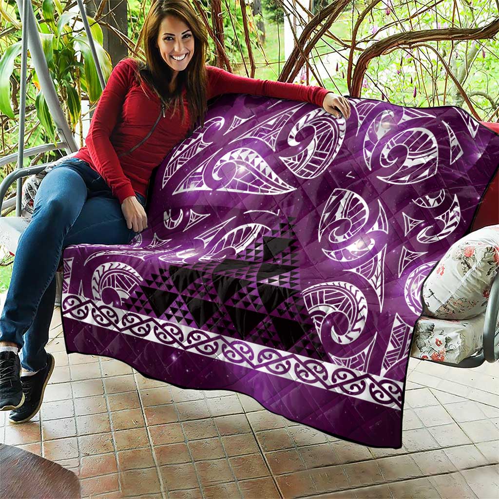 Matariki New Zealand Quilt NZ Niho Taniwha Maori New Year Purple Galaxy