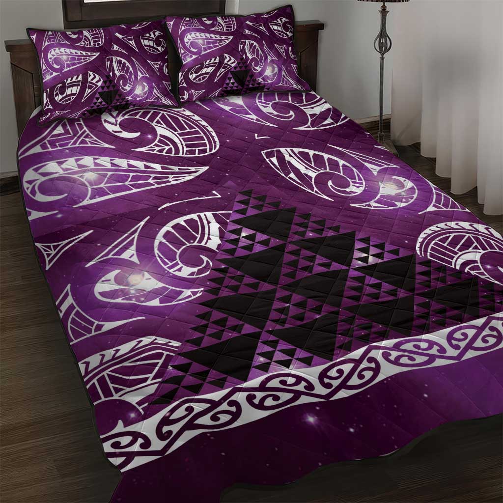 Matariki New Zealand Quilt Bed Set NZ Niho Taniwha Maori New Year Purple Galaxy