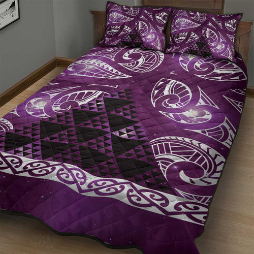 Matariki New Zealand Quilt Bed Set NZ Niho Taniwha Maori New Year Purple Galaxy