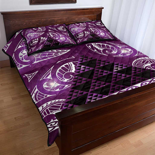 Matariki New Zealand Quilt Bed Set NZ Niho Taniwha Maori New Year Purple Galaxy