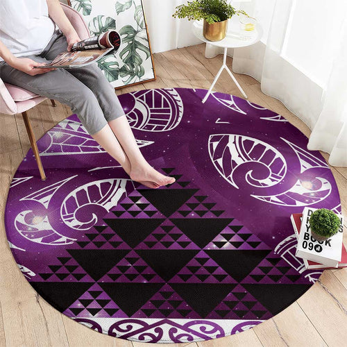Matariki New Zealand Round Carpet NZ Niho Taniwha Maori New Year Purple Galaxy