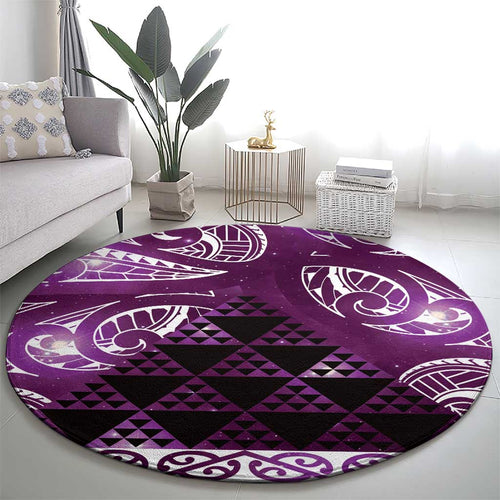 Matariki New Zealand Round Carpet NZ Niho Taniwha Maori New Year Purple Galaxy