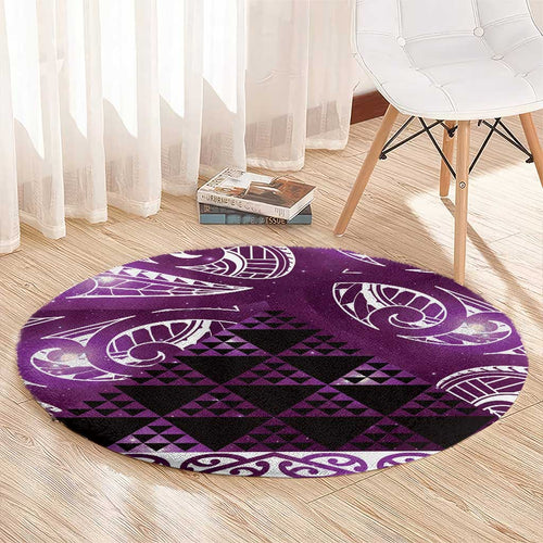 Matariki New Zealand Round Carpet NZ Niho Taniwha Maori New Year Purple Galaxy