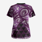Matariki New Zealand Scrub Top NZ Niho Taniwha Maori New Year Purple Galaxy