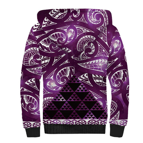 Matariki New Zealand Sherpa Hoodie NZ Niho Taniwha Maori New Year Purple Galaxy
