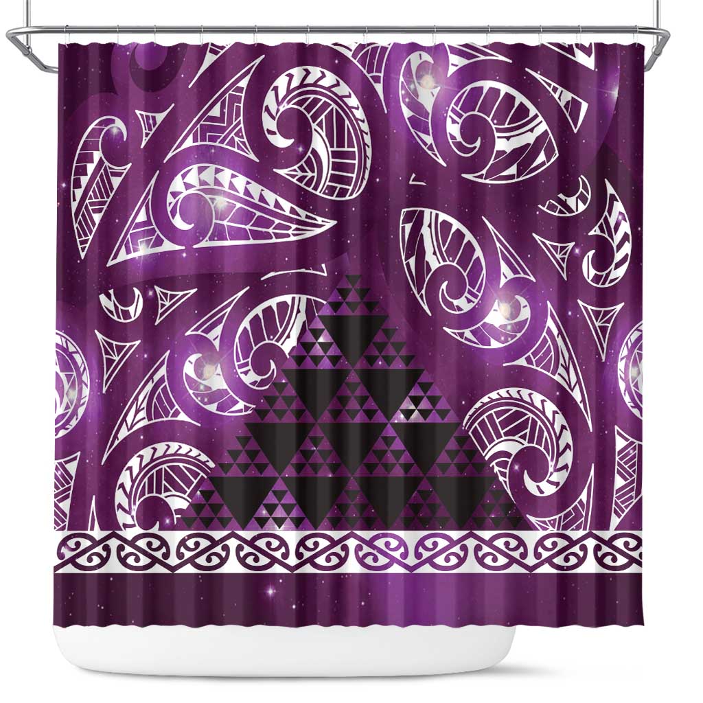 Matariki New Zealand Shower Curtain NZ Niho Taniwha Maori New Year Purple Galaxy