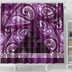 Matariki New Zealand Shower Curtain NZ Niho Taniwha Maori New Year Purple Galaxy