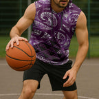 Matariki New Zealand Sleeveless Hoodie NZ Niho Taniwha Maori New Year Purple Galaxy