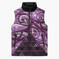Matariki New Zealand Sleeveless Puffer Jacket NZ Niho Taniwha Maori New Year Purple Galaxy