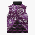 Matariki New Zealand Sleeveless Puffer Jacket NZ Niho Taniwha Maori New Year Purple Galaxy