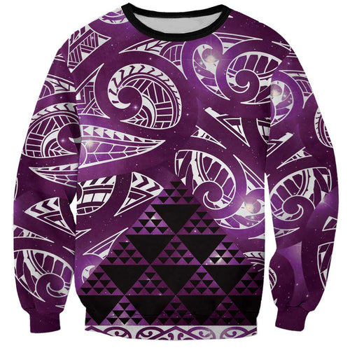 Matariki New Zealand Sweatshirt NZ Niho Taniwha Maori New Year Purple Galaxy