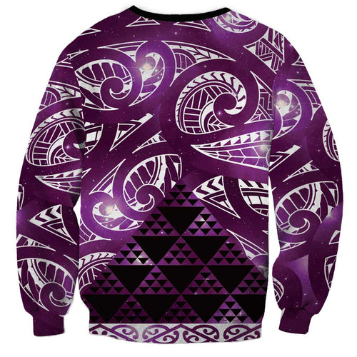 Matariki New Zealand Sweatshirt NZ Niho Taniwha Maori New Year Purple Galaxy