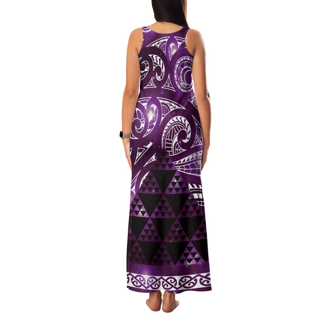 Matariki New Zealand Tank Maxi Dress NZ Niho Taniwha Maori New Year Purple Galaxy