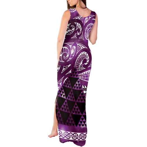 Matariki New Zealand Tank Maxi Dress NZ Niho Taniwha Maori New Year Purple Galaxy