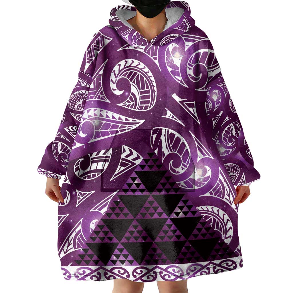 Matariki New Zealand Wearable Blanket Hoodie NZ Niho Taniwha Maori New Year Purple Galaxy