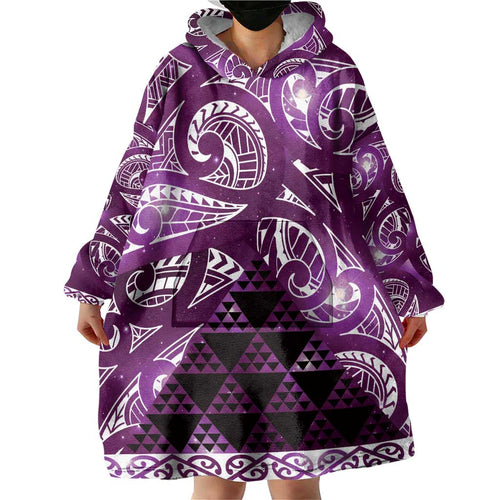 Matariki New Zealand Wearable Blanket Hoodie NZ Niho Taniwha Maori New Year Purple Galaxy