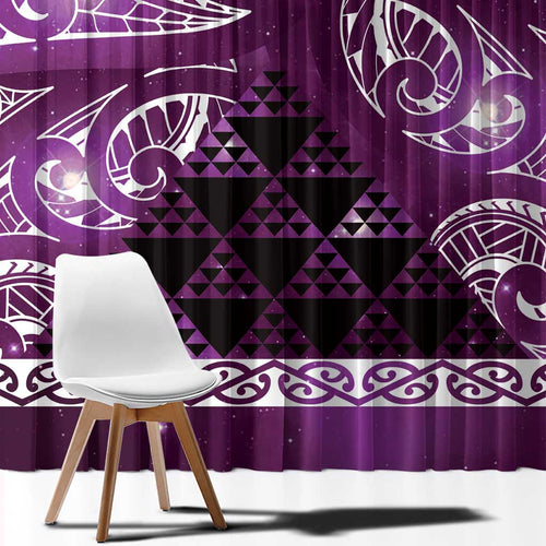 Matariki New Zealand Window Curtain NZ Niho Taniwha Maori New Year Purple Galaxy