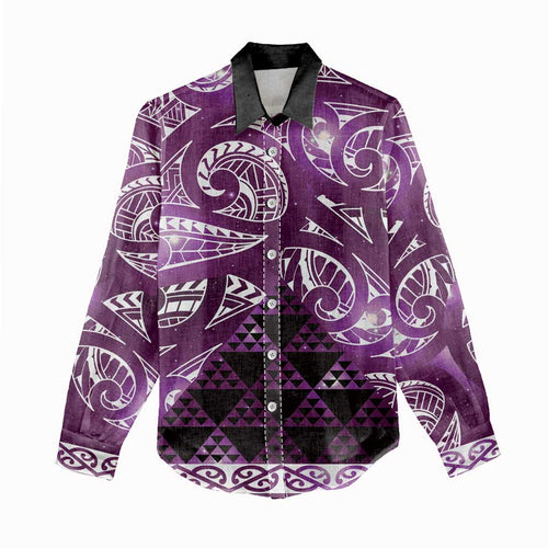 Matariki New Zealand Women Casual Shirt NZ Niho Taniwha Maori New Year Purple Galaxy