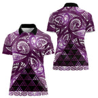 Matariki New Zealand Women Polo Shirt NZ Niho Taniwha Maori New Year Purple Galaxy