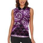 Matariki New Zealand Women Sleeveless Polo Shirt NZ Niho Taniwha Maori New Year Purple Galaxy