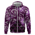 Matariki New Zealand Zip Hoodie NZ Niho Taniwha Maori New Year Purple Galaxy