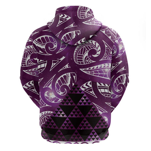 Matariki New Zealand Zip Hoodie NZ Niho Taniwha Maori New Year Purple Galaxy