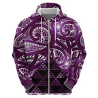 Matariki New Zealand Zip Hoodie NZ Niho Taniwha Maori New Year Purple Galaxy