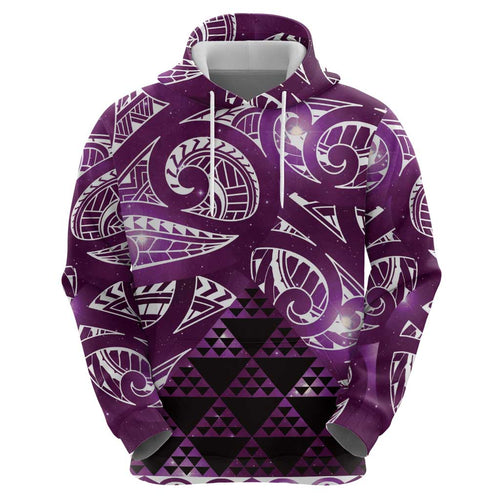Matariki New Zealand Zip Hoodie NZ Niho Taniwha Maori New Year Purple Galaxy