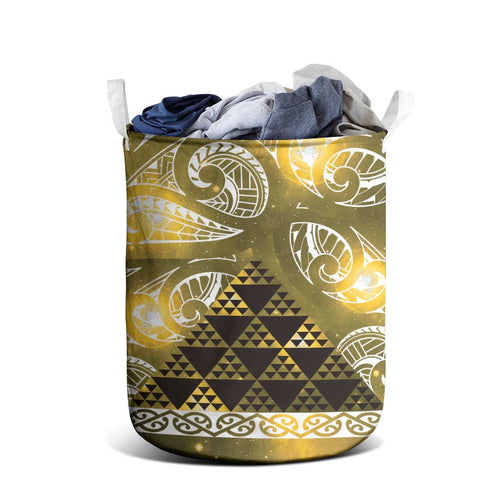 Matariki New Zealand Laundry Basket NZ Niho Taniwha Maori New Year Yellow Galaxy