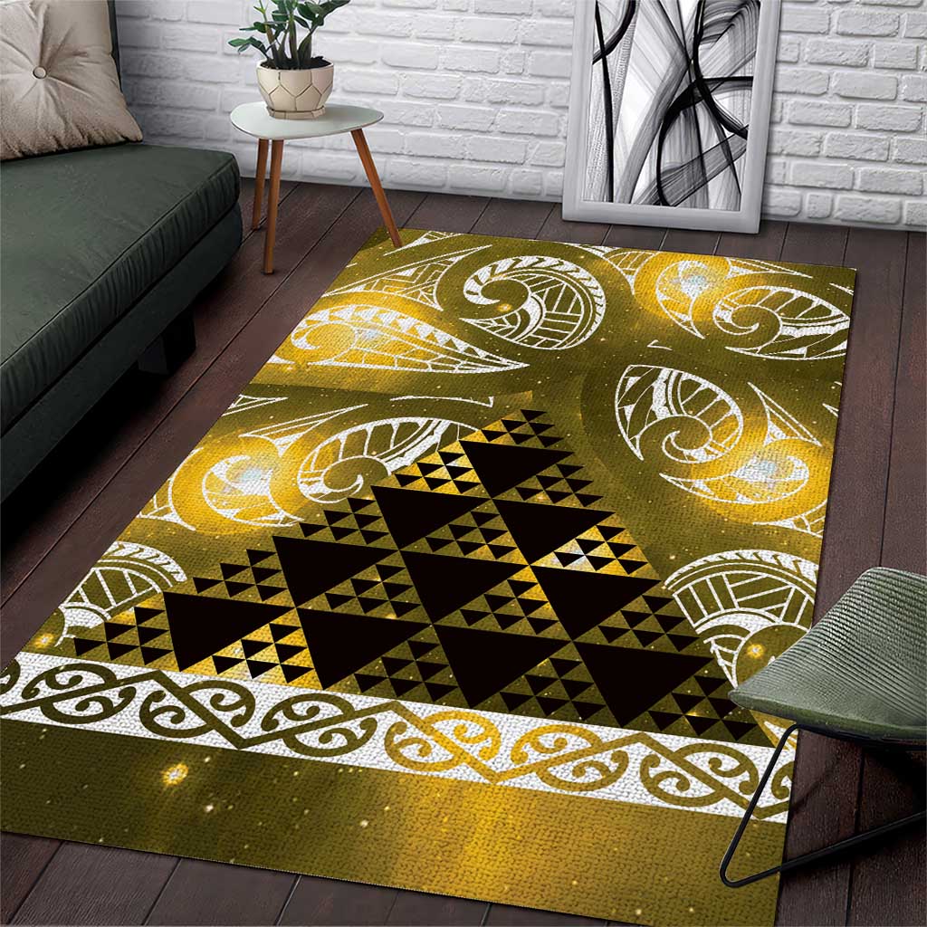 Matariki New Zealand Area Rug NZ Niho Taniwha Maori New Year Yellow Galaxy