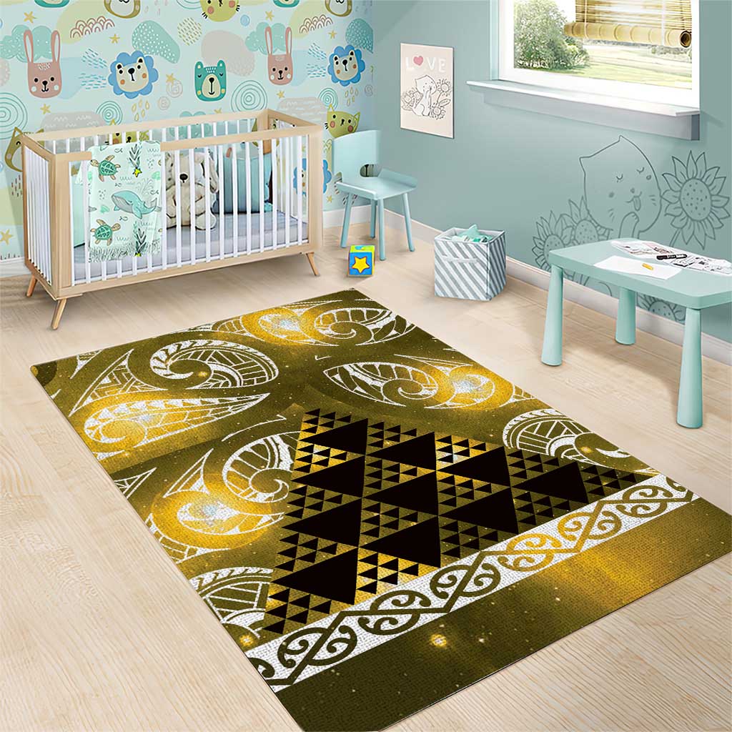 Matariki New Zealand Area Rug NZ Niho Taniwha Maori New Year Yellow Galaxy