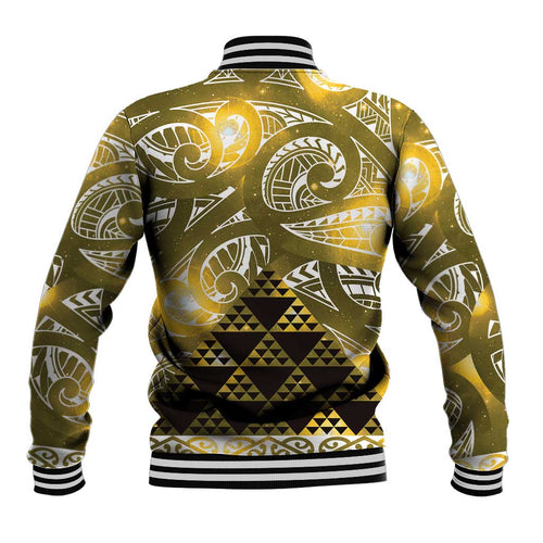 Matariki New Zealand Baseball Jacket NZ Niho Taniwha Maori New Year Yellow Galaxy